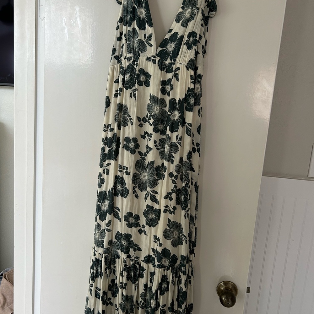 Abercrombie & Fitch Green Sleeveless V-Neck Maxi Dress